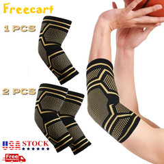 Copper Elbow Compression Sleeve Elbow Brace For Tennis Arthritis Bursitis US