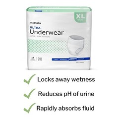 McKesson Ultra Adult Absorbent Underwear, XL 58-68 Inch, Heavy Abs, 560ct