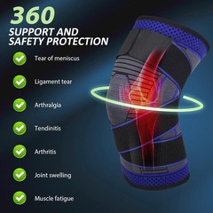 Dark Blue Compression Knee Brace for Meniscus Injury – X-Large Anti-Slip Design