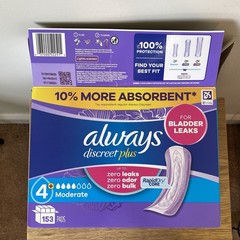 Always Discreet Plus for Bladder Leaks Size 4 Moderate