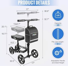 Aojin 4-Wheel Mobility Scooter Black 300 lb Adjustable Handle, Seat, Shocks