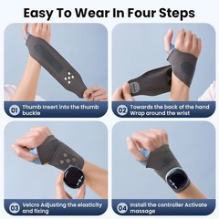 Adjustable EMS Wrist Guard 5 Modes 9 Levels Heat Massage Brace for Daily Use