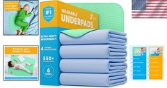 Versatile Heavy Absorbency Washable Underpads – 34×36 Reusable Pads, 4 Count