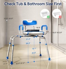 Sliding Shower Chair with Padded 360° Swivel Seat, 330lbs Tub Transfer Bench,…