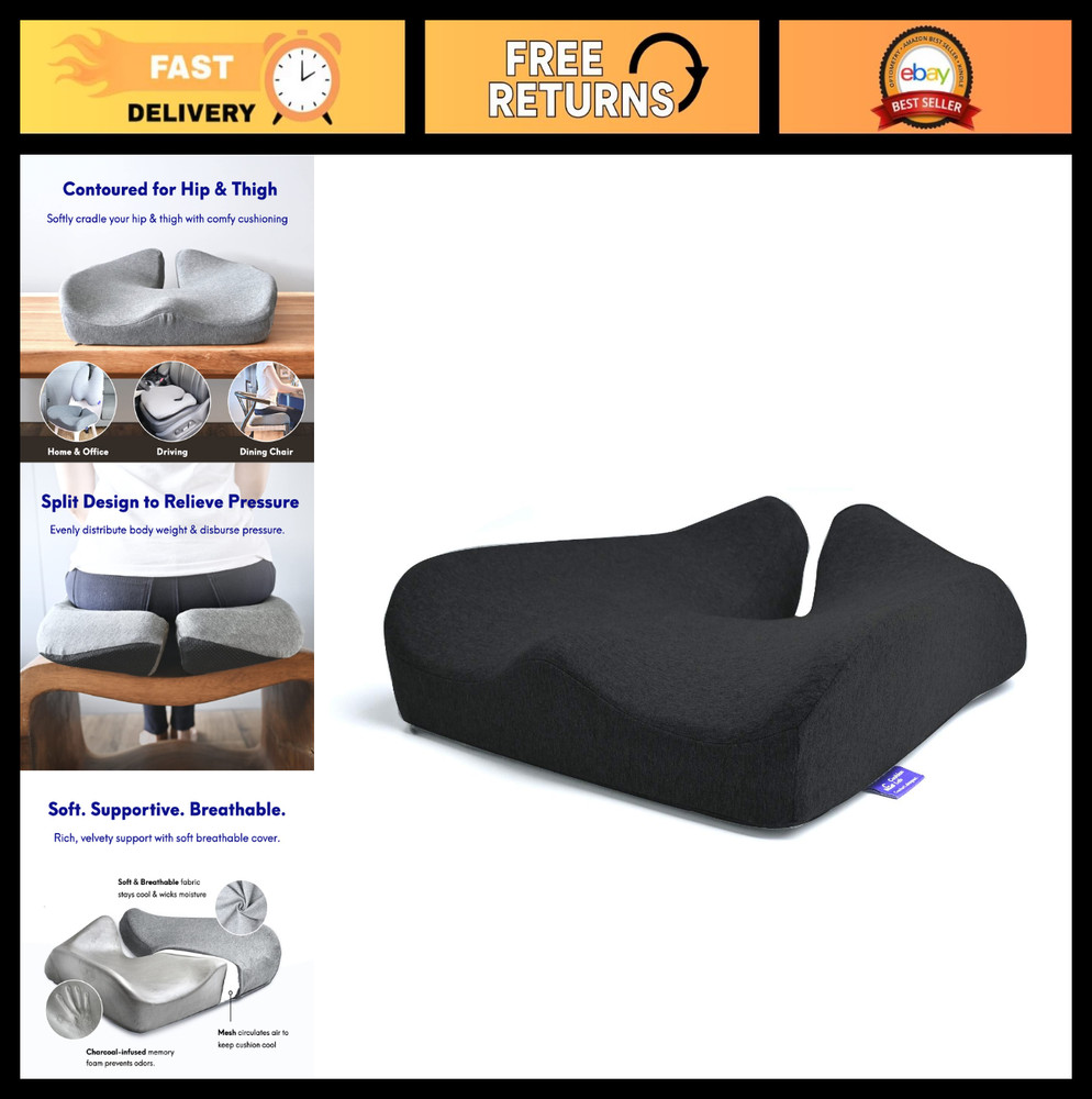 Pressure Relief Seat Cushion for Office & Home – Extra-Dense Memory Foam, Sciati