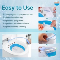 Pochik Sitz Bath for Toilet Seat Hemorrhoids and 1 Count (Pack of 1), Blue
