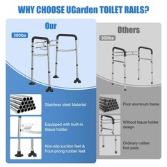 Toilet Safety Rails, Stainless Steel Adjustable Toilet Frame with Soft Handle…