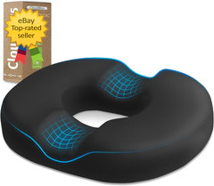 Donut Seat Cushion Memory Foam Tailbone Pain Relief Chair Pad Home Office Black