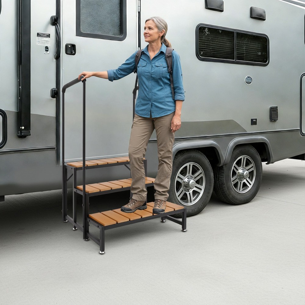 Step Stairs with Dual-handrails Stairs w/Leveling Foot Step Stairs with Detachab