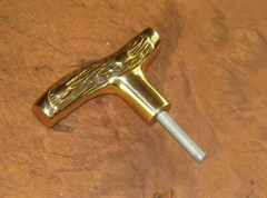 1 Cast Brass Fritz Cane Walking Stick Handle with 3 1/2″ Threaded Rod Connector