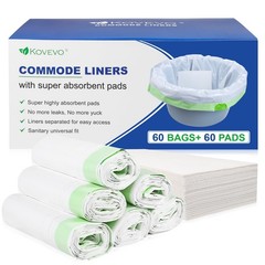 60 Pack Commode Liners with Absorbent Pads for Portable Toilet Bucket