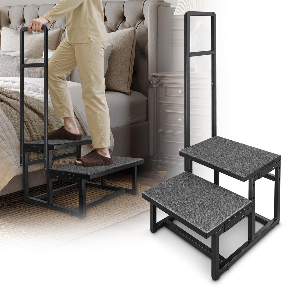 2-Step Stool with Handle for Elderly, Heavy Duty Non-Slip Step Stool for High…