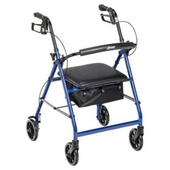 Rollator Rolling Walker 6 in. Wheels Fold Up Removable Back Support Padded Seat