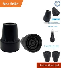 Skid-Resistant Replacement Cane Tips 3/4 Inch – Durable Rubber Design, Pack of 2