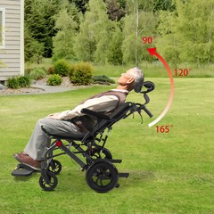 Reclining Wheelchair Seniors Folding Transport Wheelchair w/Backrest Seat 130kg