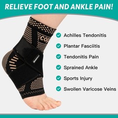 Lightweight Copper Ankle Brace – 2 Pack for Sports & Everyday Use, Large Size