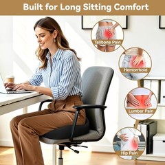 Large Memory Foam Seat Cushion for Tailbone Relief – Non-Slip & Washable Cover