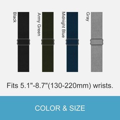 C2D JOY Stretchy Loop Nylon Strap One Size (Fits 5.1″-8.7″ wrists), Black
