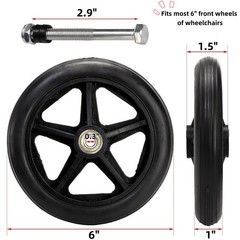 Covzoe 4 Pack Wheel Replacement, 6 Inch Anti-Slip Solid 6 inches, Black