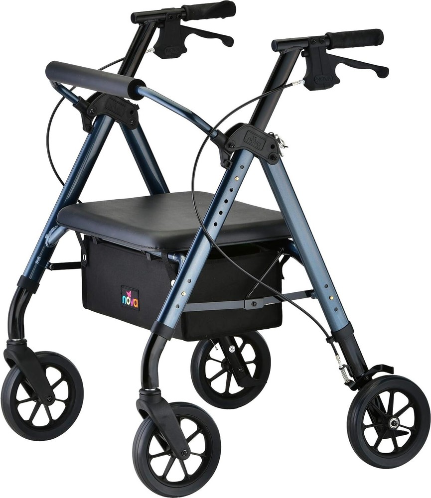NOVA Star HVY Duty Bariatric Rollator Walker w/Wide Padded Seat – OPEN BOX BLUE