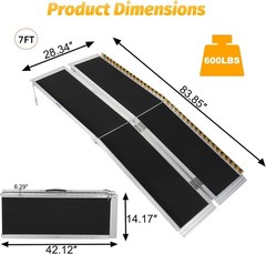 2/3/4/5/6/7/8/10FT Home Wheelchair Ramp Non-Skid Folding Aluminum Ramps Steps
