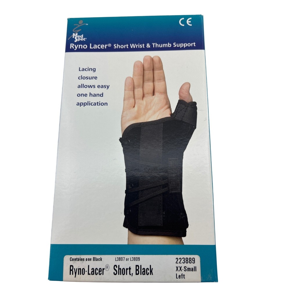 Med Spec Ryno Lacer Short Wrist Thumb Support Black XX-Small Left 223889 NEW