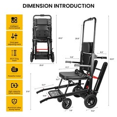 Large Wheel Motorized Climbing Wheelchair Stair Lifting Chair Elevator Disabled