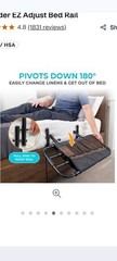 Stander EZ Adjust Bed Rail w/ Storage Pouch, Steel Black 300 lb Model 8000