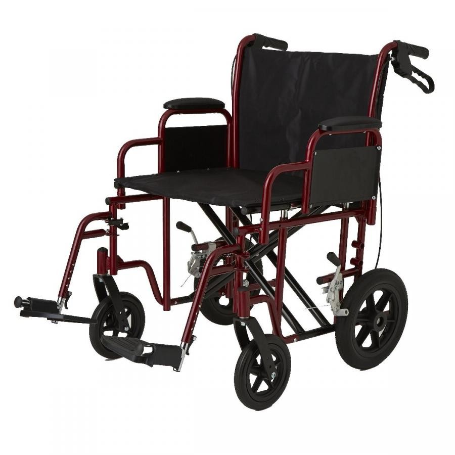 Medline Bariatric Transport Chair Red 500 Lb. Capacity 22 In. Seat Width 1 Count
