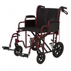 Medline Bariatric Transport Chair Red 500 Lb. Capacity 22 In. Seat Width 1 Count