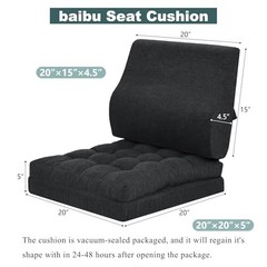 Memory Foam Recliner Cushions with Lumbar 20x20x5 Inch (Pack of 1) Black