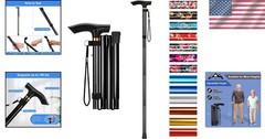 Portable Collapsible Walking Cane – Adjustable Height & Safety Wrist Strap