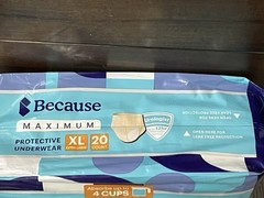 Set Of 2 Because Overnight Protective Underwear Postpartum 20 Count 40 Total XL
