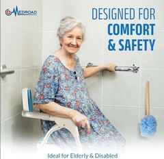 Medroad Foldable Shower Chair Adjustable Height Soft Cushion Support Up to 350lb