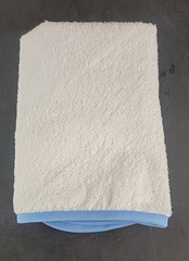 BULK PACK OF 48 Adult Bibs 18×30 Absorbent Clothing Protector Bib White/Blue