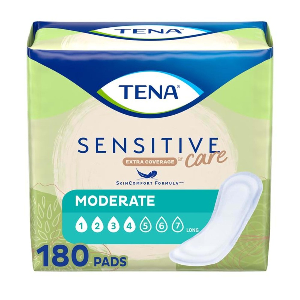 Tena Moderate Long Incontinence Pads 180 Count 12 Inch Soft Breathable Protec…