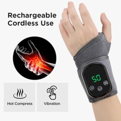 Cordless Hand Wrist Massager Pain Relief with 5 Heat Levels & 3 Vibration Modes