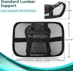 Cojín de respaldo lumbar de malla transpirable silla oficina coche, 30 x 40 cm