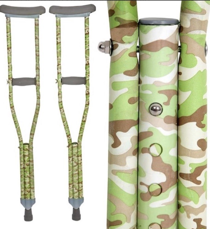 My Crutches Green Camo Print Youth Small Adjustable 3’9”-4’5” Padded Kids Jr