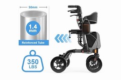 AOJIN All Terrain Rollator Walker Lightweight Foldable 8 In Wheels 300lb Senior