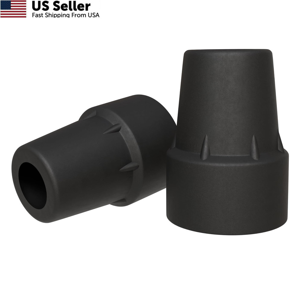 Gadgetime USA Cane Tips (Pack of 2) – 3/4″ Heavy Duty Rubber 0.75 Inch, Black