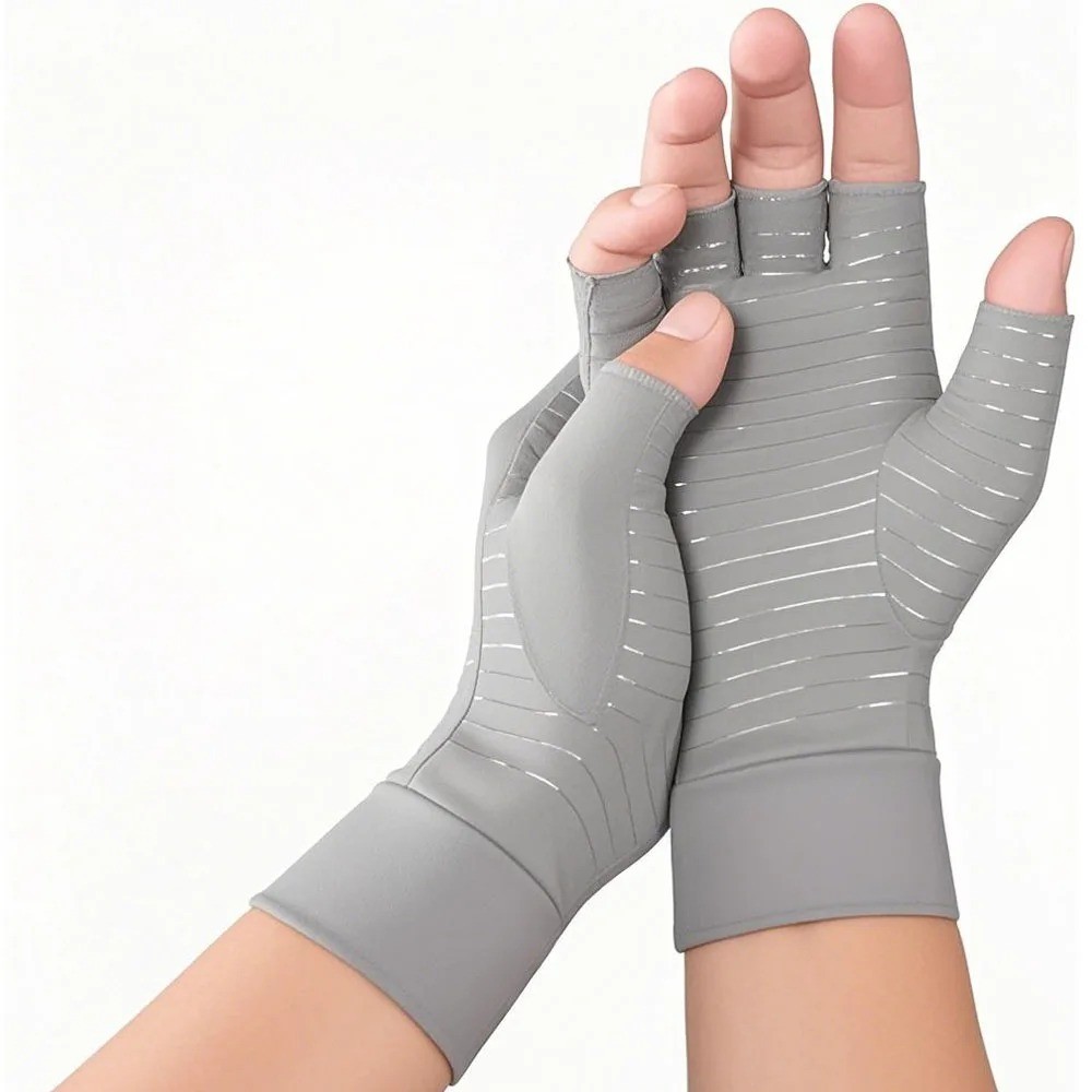 1 Pairs Copper Arthritis Compression Gloves Hand Support Pain Relief Joint Self