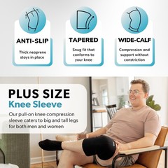 Plus Size Neoprene Knee Sleeve XXL Wide Calf Compression Brace Bariatric Support