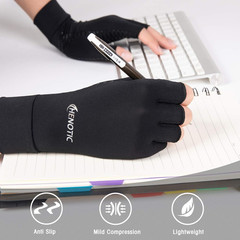 Copper Arthritis Gloves for Women Men, Fingerless Breathable & Moisture Wicking