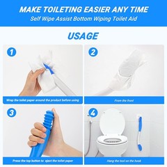 Jhua Foldable Butt Wiper Tool for Women Men Toilet Aids Blue-upgrade
