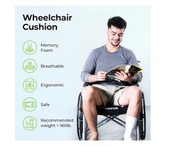 AUVON Memory Foam Wheelchair Cushion Black Ergonomic Breathable Non-Slip NWOT