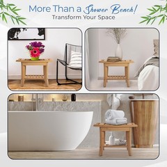 Teak Shower Bench Teak Shower Stool Curved Seat,Wooden Stool for Bathroom,Te