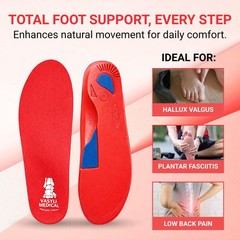 Vasyli Custom Full Length Insoles Red Large Heel Grid Reduces Slippage Firm