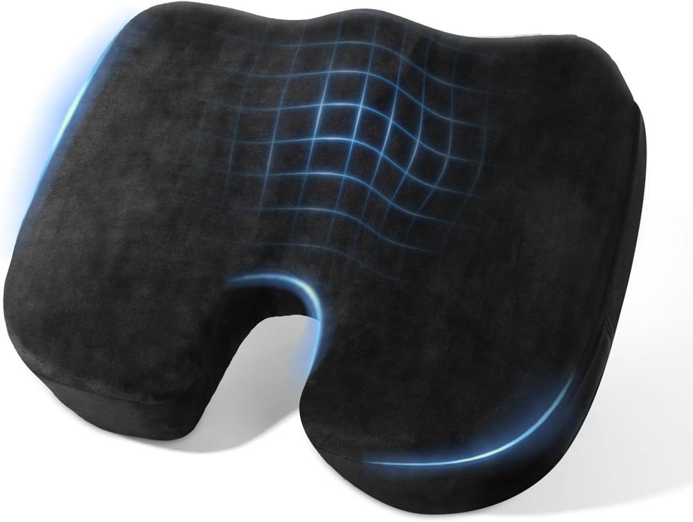 Memory Foam Seat Cushion for Office Chair & Car – Tailbone, Sciatica & Coccyx Pa