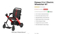 NEW Paiseec 2-in-1 Electric Wheelchair W1, left handed control